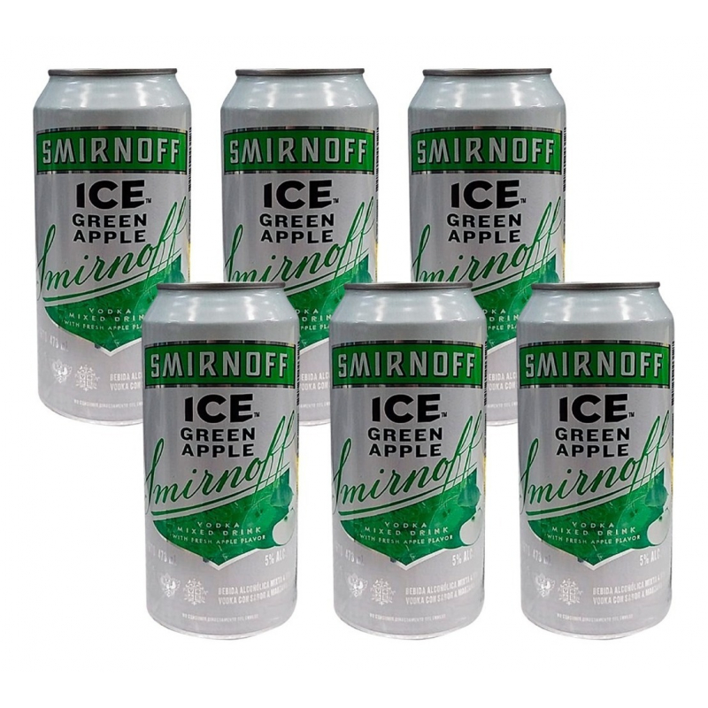 Pack 6 Coolers Smirnoff Ice Green Apple Lata 473ml ICBC Mall