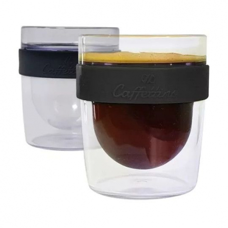 Taza Cafe Transparente Doble Vidrio 200 ml Pack x2