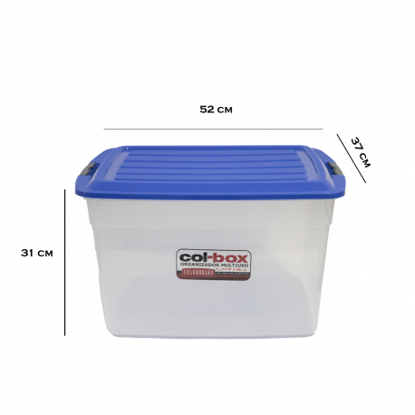Caja organizadora plástica de 6 litros con tapa, azul