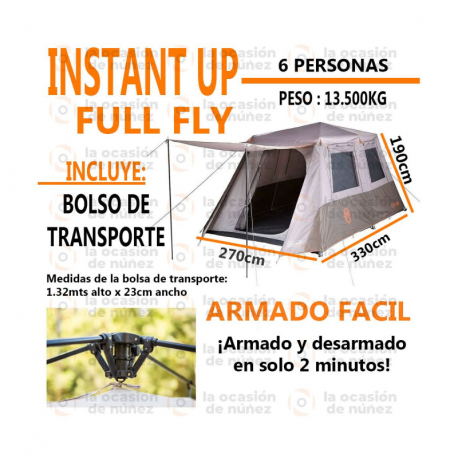 Carpa Coleman Instant 8 Personas Camping Autoarmable