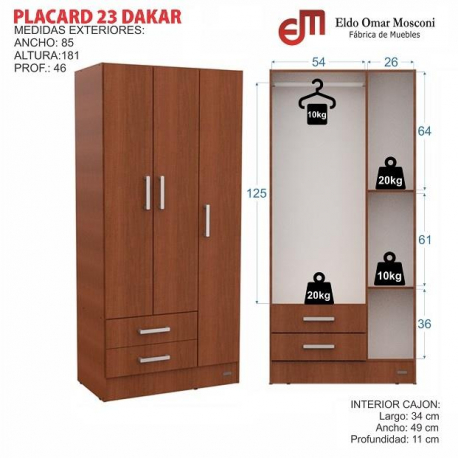 Escobero Mueble Organizador Melamina 1,50m 2 Puertas Mosconi