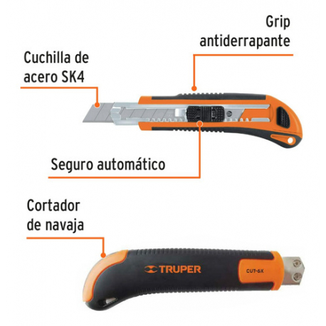 Cutter Profesional Con Alma Metalica Y Grip 18MM Truper 16977 - Ferreterias  Calzada