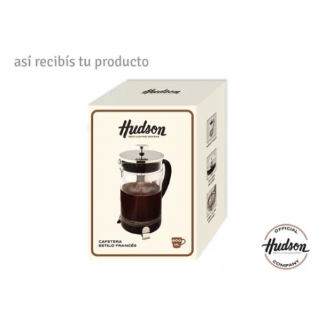 Cafetera Prensa Francesa Hudson A Embolo Vidrio Y Acero.