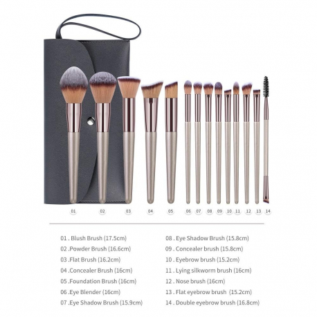 Set Kit 14 Brochas Pinceles P/maquillaje Profesional Daikon