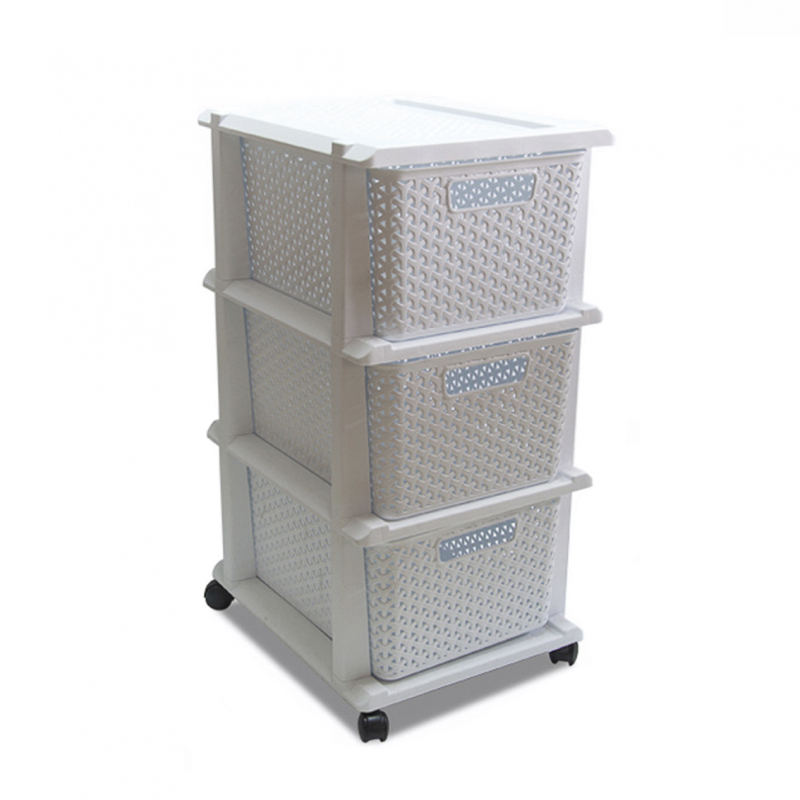 Cajonera Ratan De 3 Cajones Con Ruedas Blanco Colombraro ICBC Mall